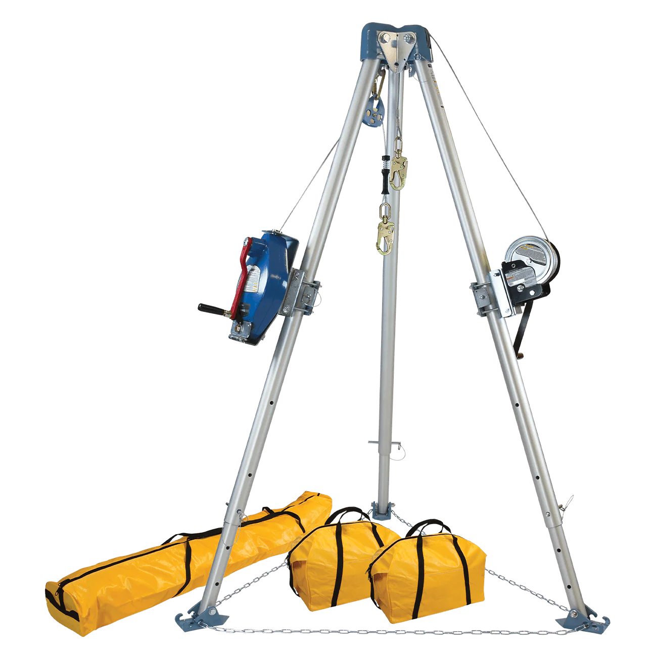 11' Confined Space Tripod System with 60' Stainless Steel SRL-R and Personnel Winch