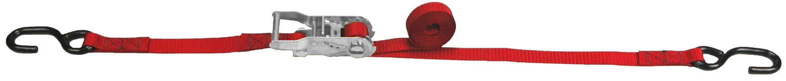 Lift All 1"X 8 Ft W/Coated S-Hooks Motorcycle Strap Red W/Ratchet Load Hugger Tiedown