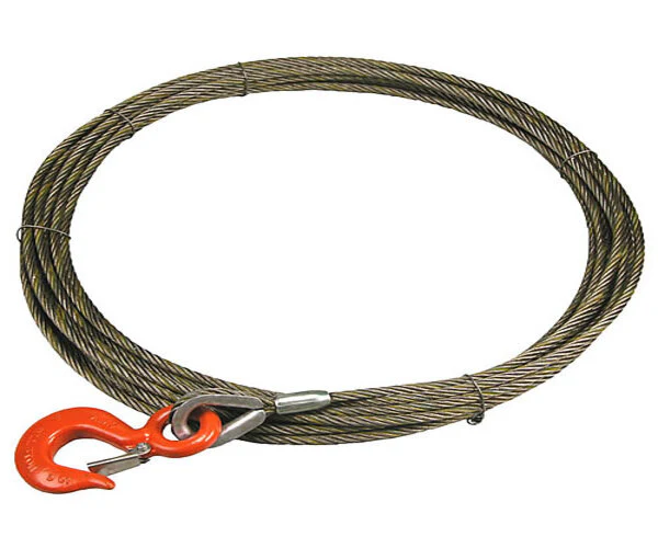 Lift All 3/8" Winch Line 6X19 Iwrc W/Eye Hook & Latch One End Permaloc