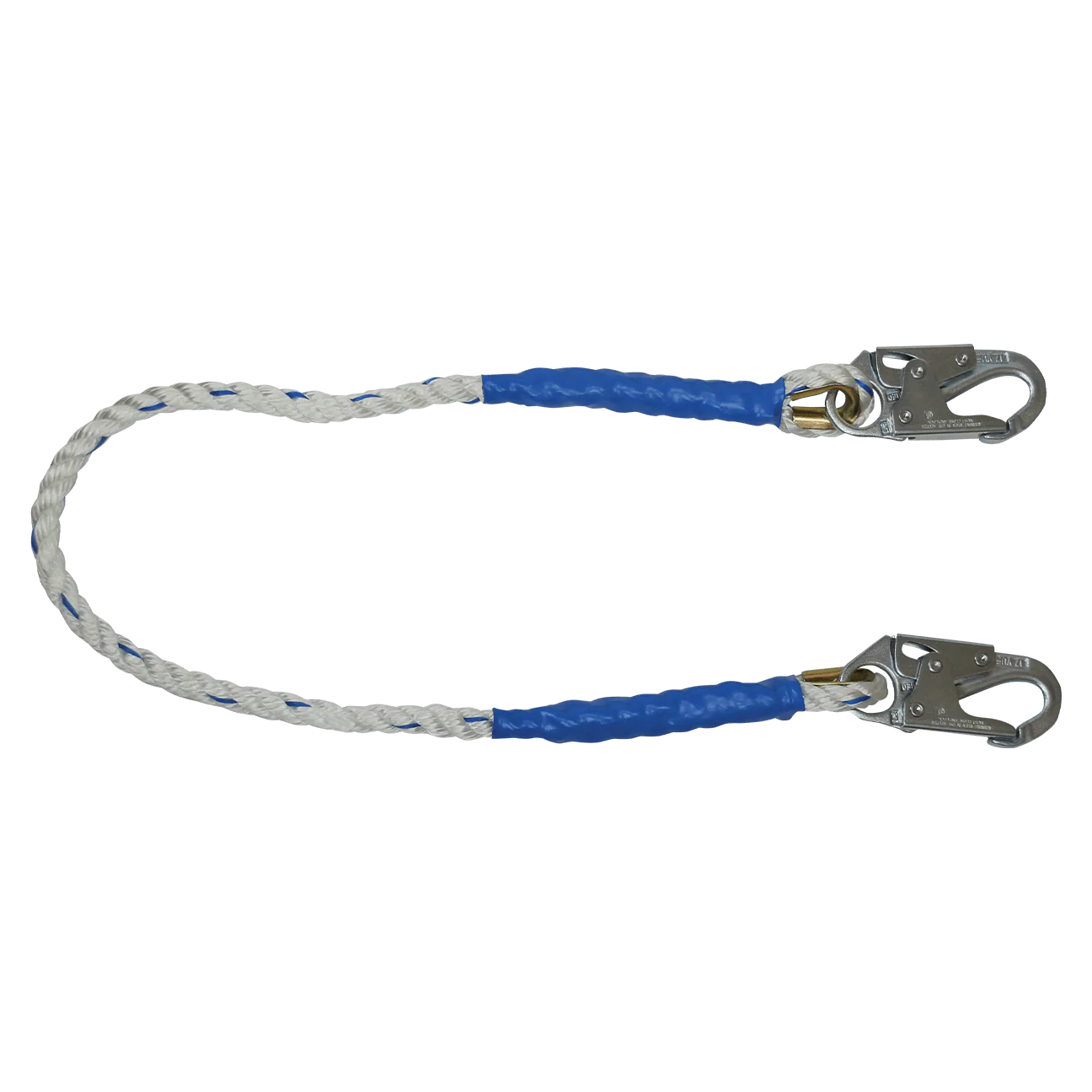 3' Rope Restraint Lanyard, Fixed-length with Steel Snap Hooks