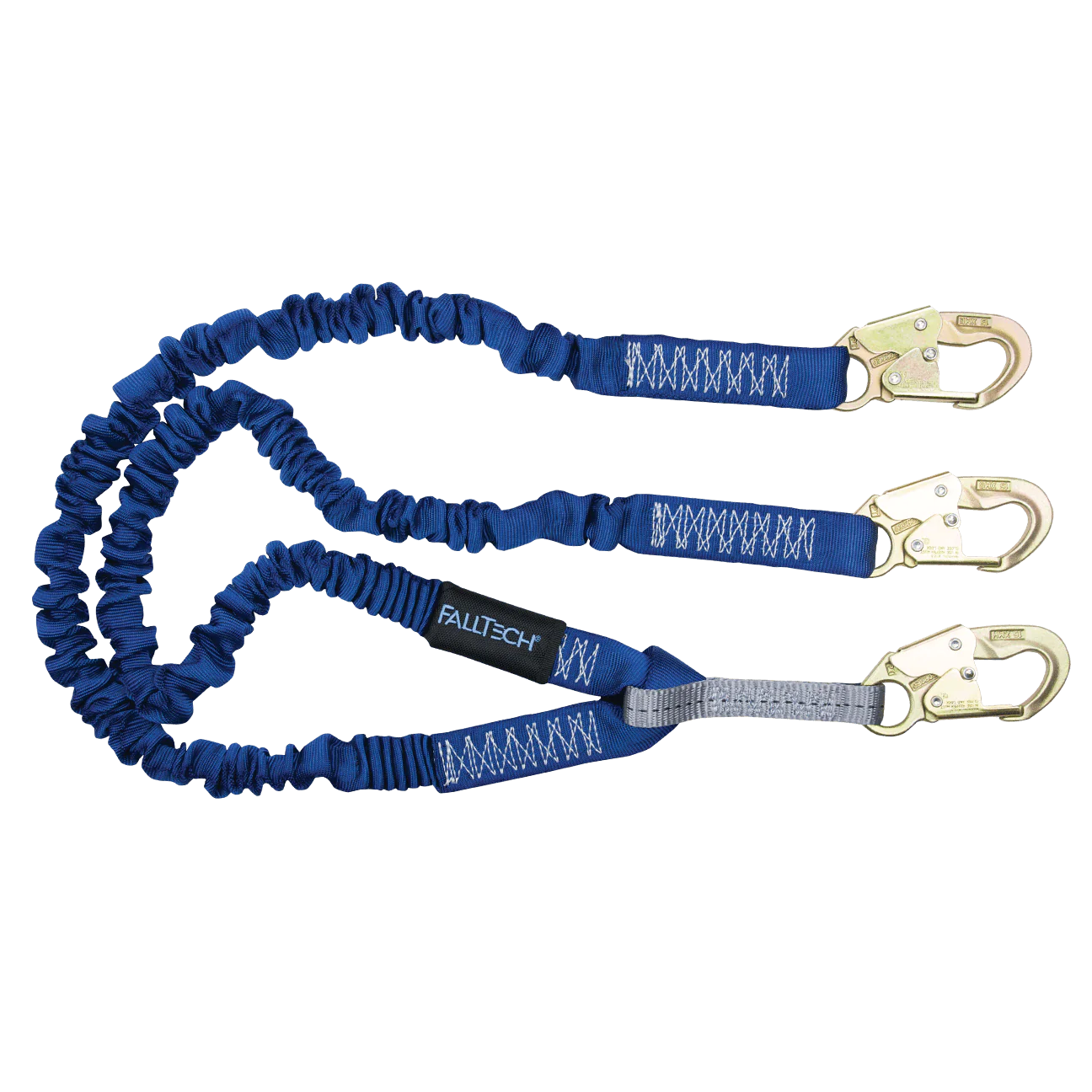 4½' to 6' ElasTech® Energy Absorbing Lanyard, Double-leg with Steel Snap Hooks