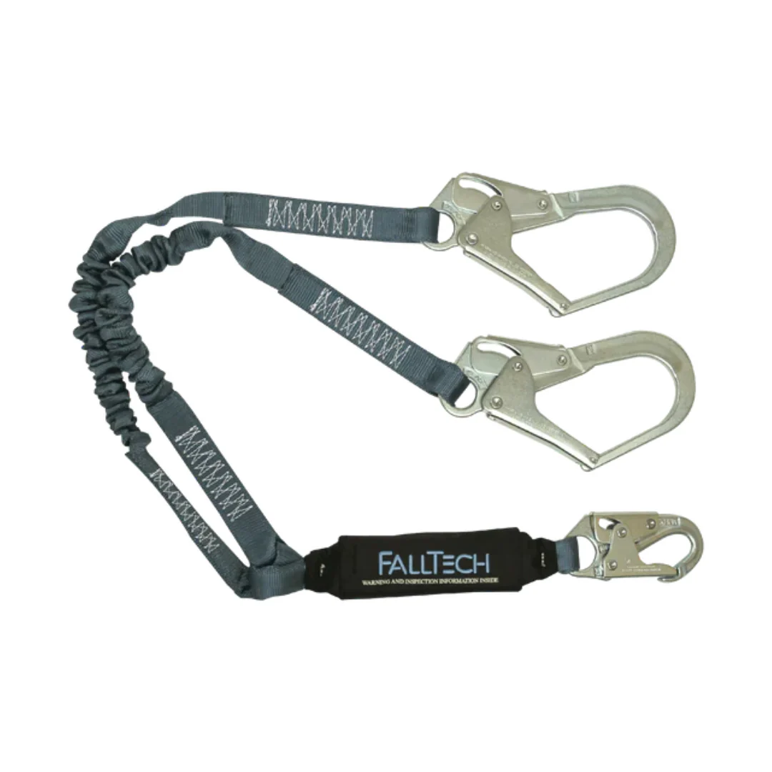 4½' to 6' ViewPack® Elastic Energy Absorbing Lanyard, Double-leg with Steel Connectors
