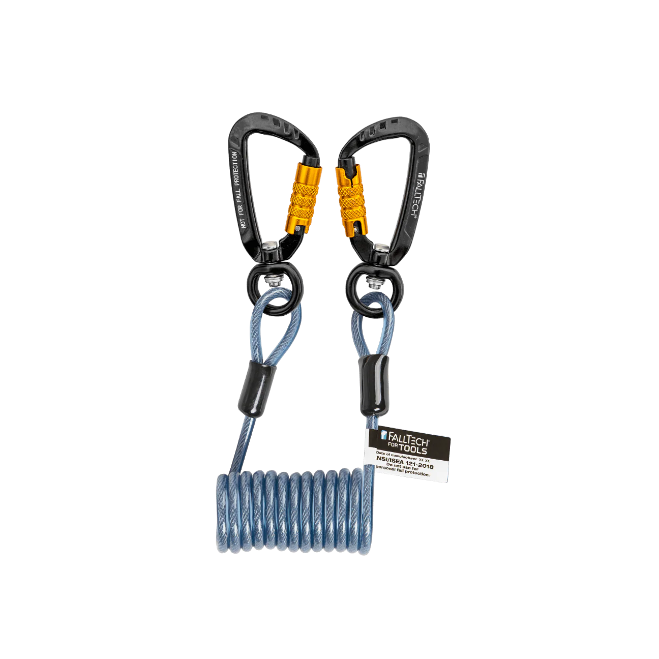 5 lb Premium Tool Tether with Stretch Coil Coated Wire and Dual Swivel Aluminum Carabiners, 5/pk - Image 2