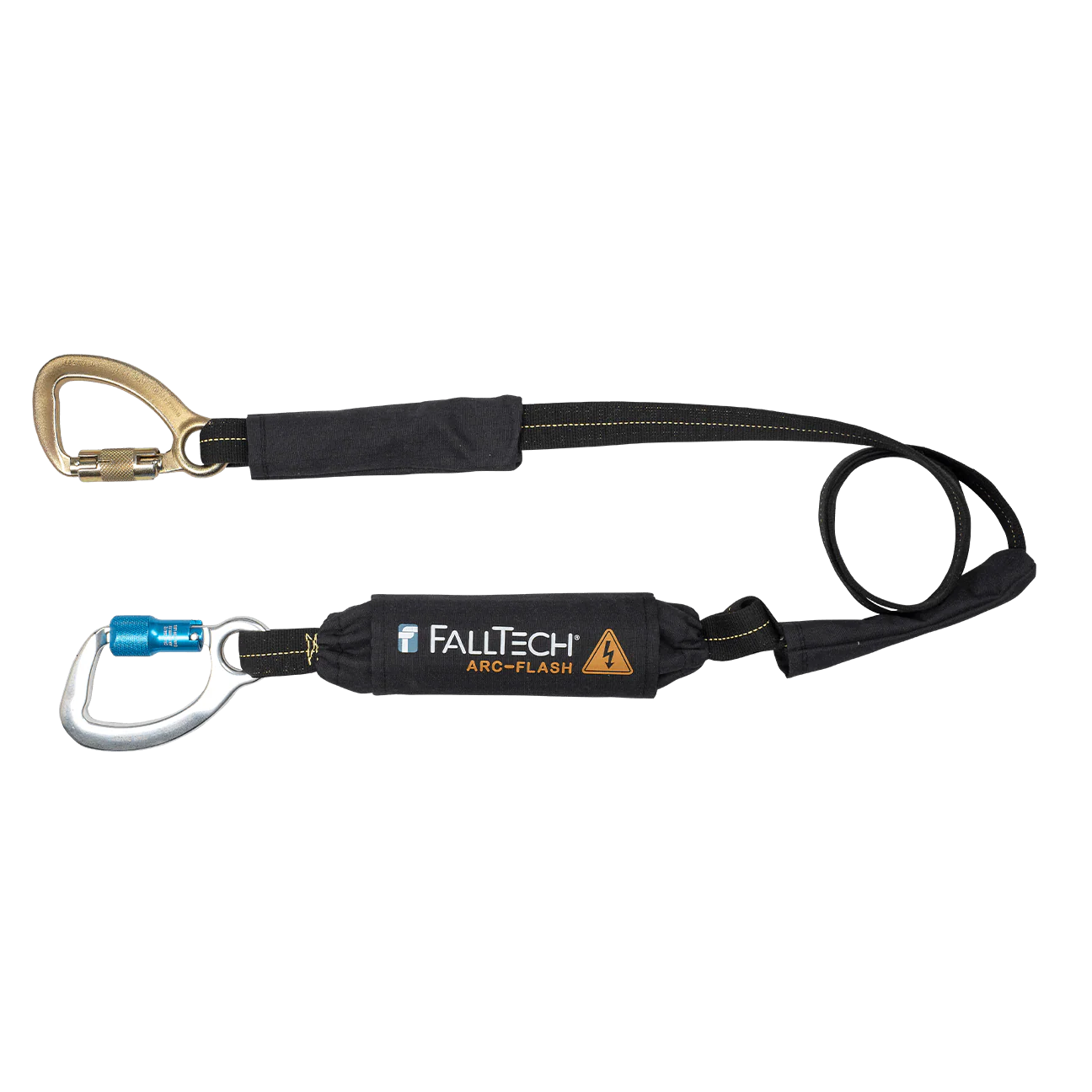 6' Arc Flash Energy Absorbing Lanyard, Single-leg with Aluminum CE Carabiner and Steel 5k Carabiner