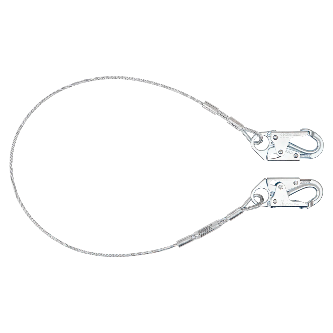 6' Coated Cable Restraint Lanyard, Fixed-length with Steel Snap Hooks