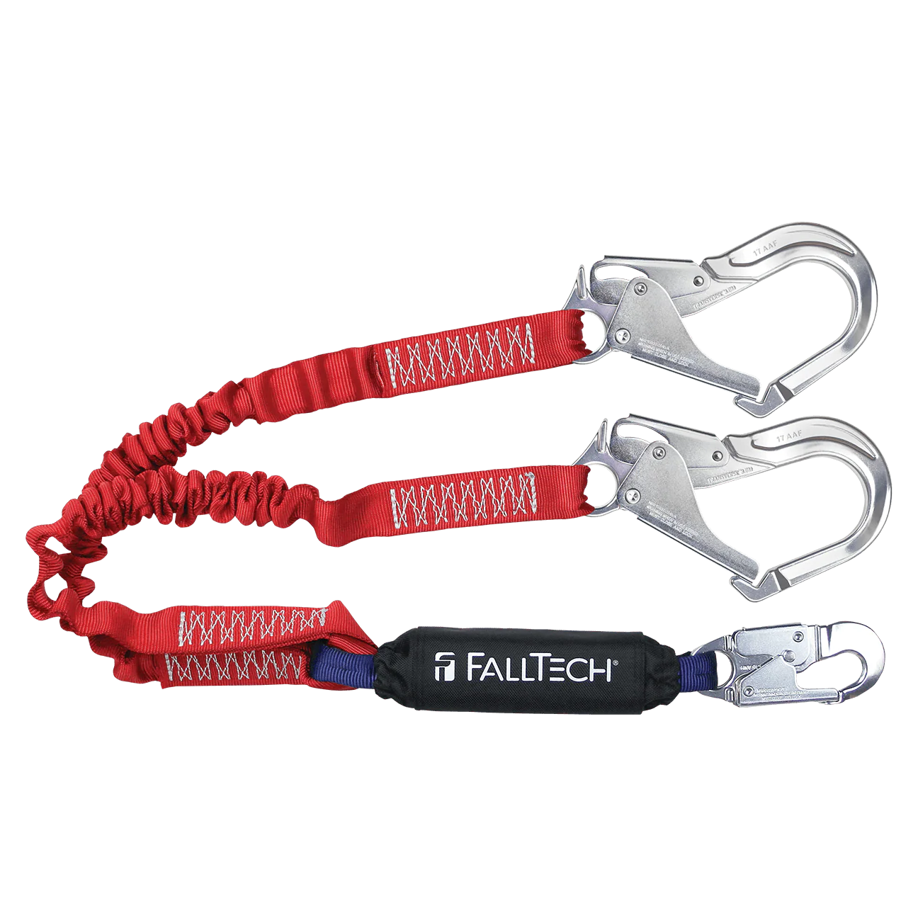 6' Ironman® 12' free fall Elasticated Energy Absorbing Lanyard, Double-leg with Aluminum Connectors
