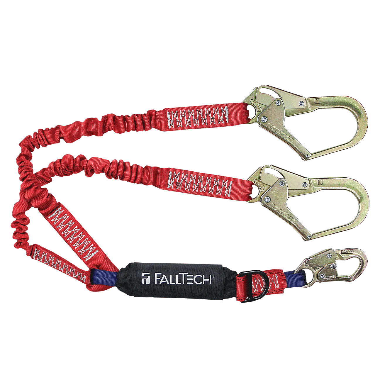 6' Ironman® 12' free fall Elasticated Energy Absorbing Lanyard, Double-leg with SRL D-ring