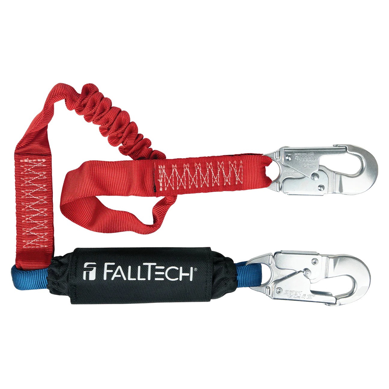 6' Ironman® 12' free fall Elasticated Energy Absorbing Lanyard, Single-leg with Aluminum Snap Hooks