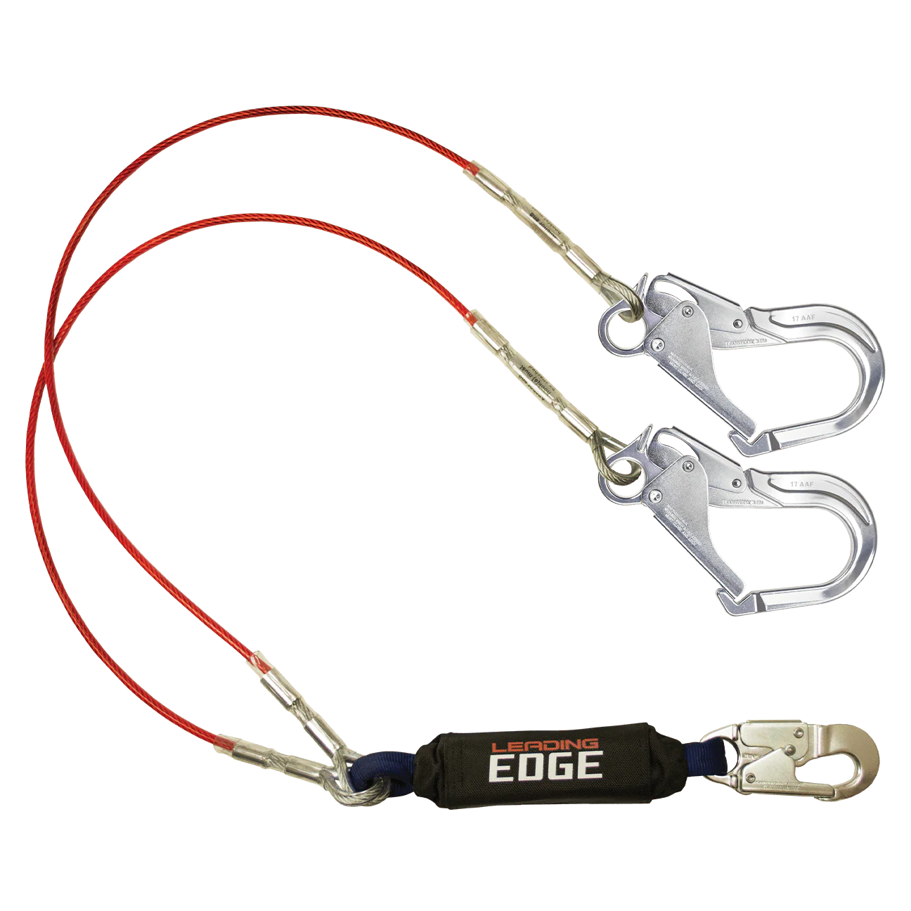 6' Leading Edge Cable Energy Absorbing Lanyard, Double-leg with Aluminum Connectors