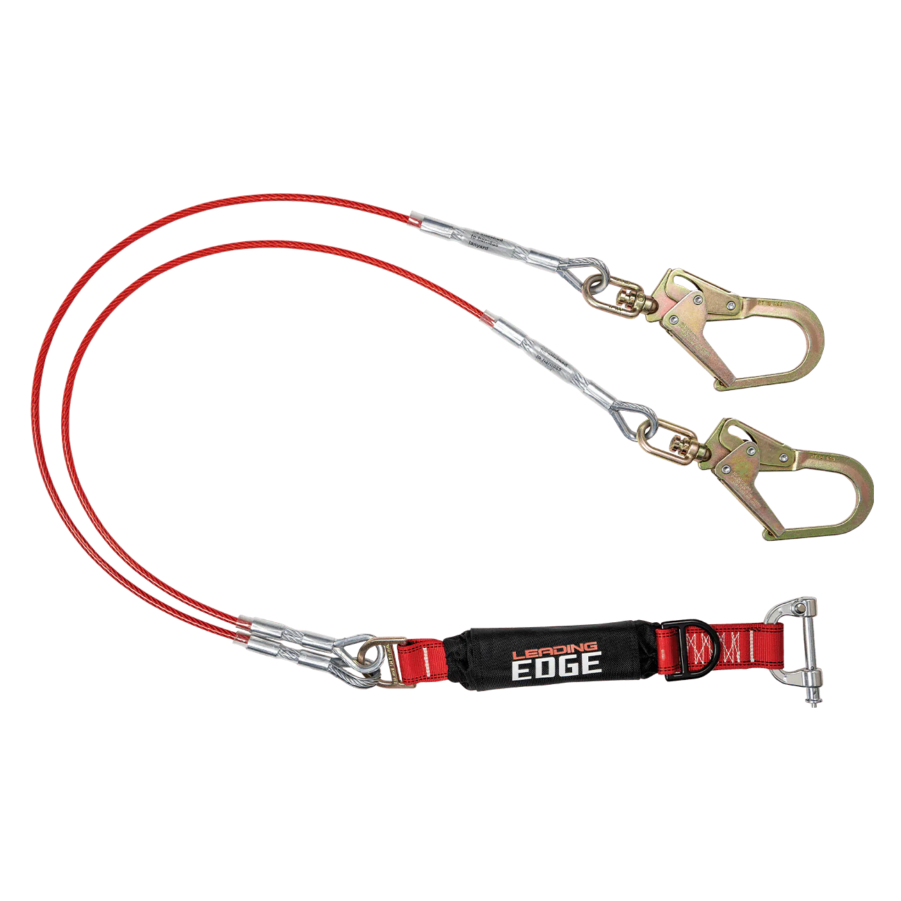 6' Leading Edge Cable Energy Absorbing Lanyard, Double-leg with Rebar Connectors