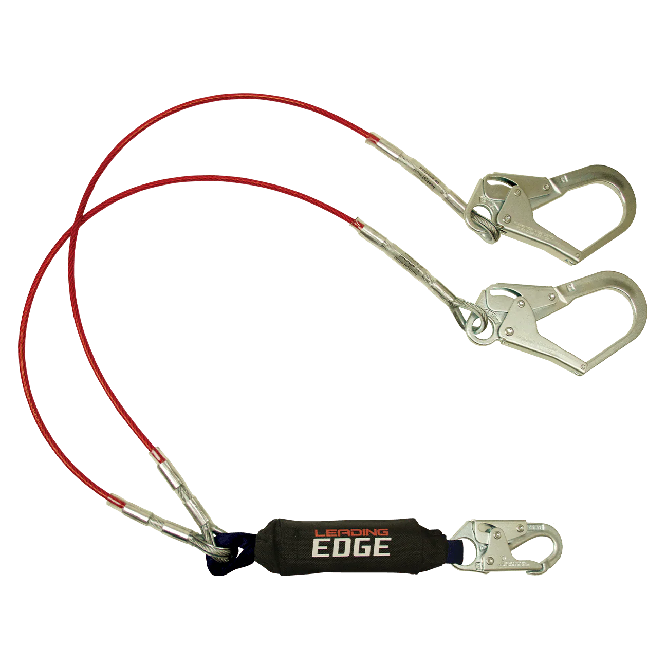 6' Leading Edge Cable Energy Absorbing Lanyard, Double-leg with Steel Connectors