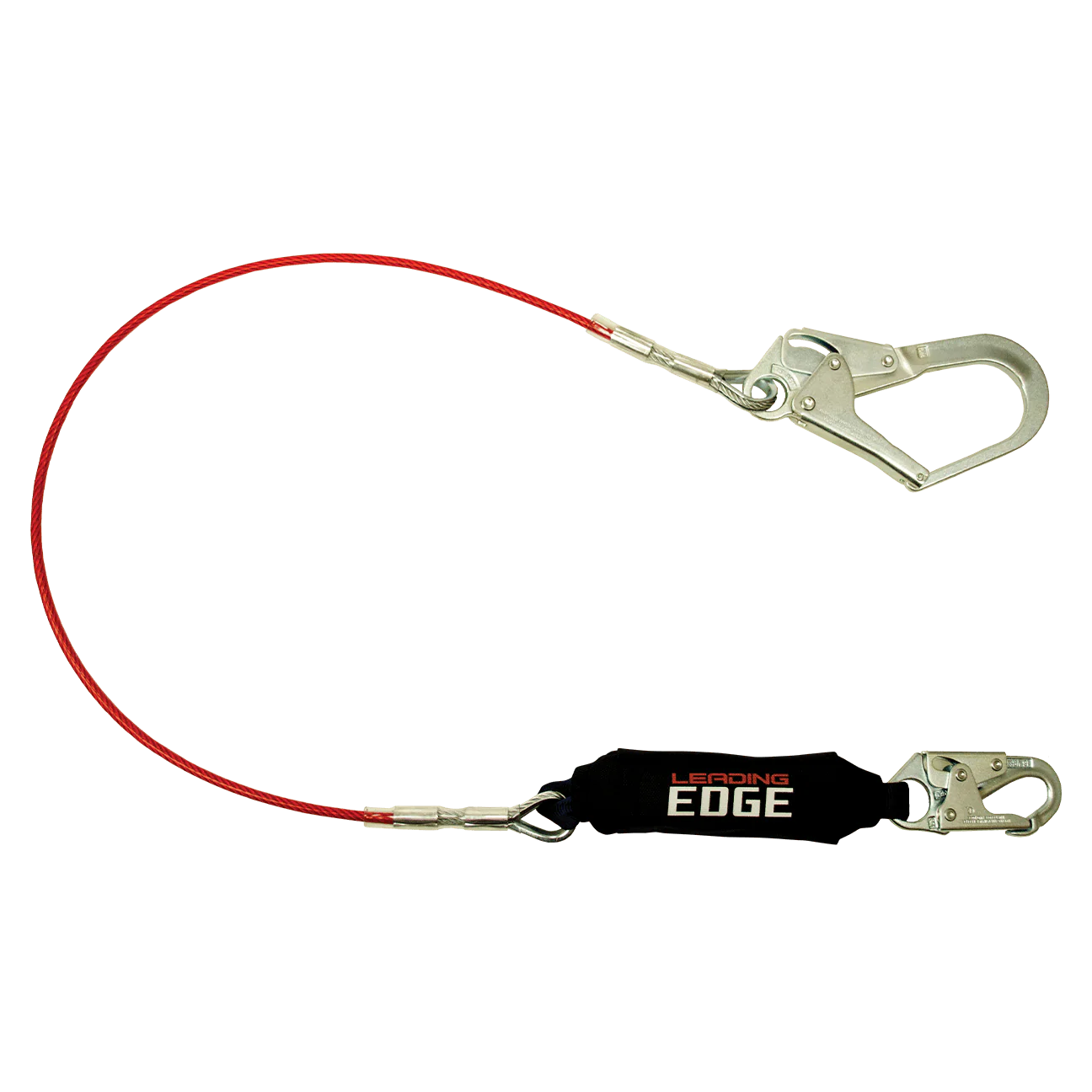 6' Leading Edge Cable Energy Absorbing Lanyard, Single-leg with Steel Connectors