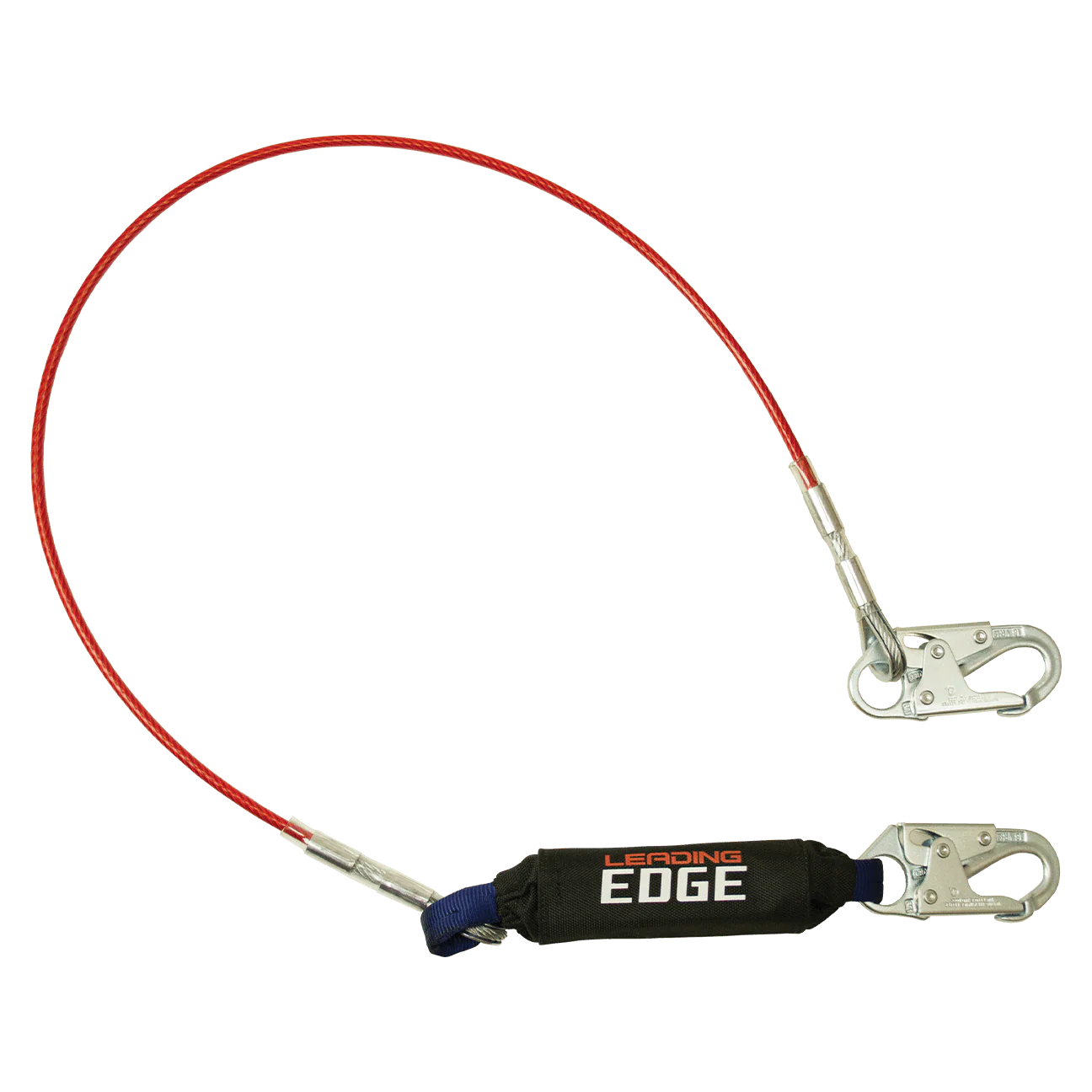 6' Leading Edge Cable Energy Absorbing Lanyard, Single-leg with Steel Snap Hooks
