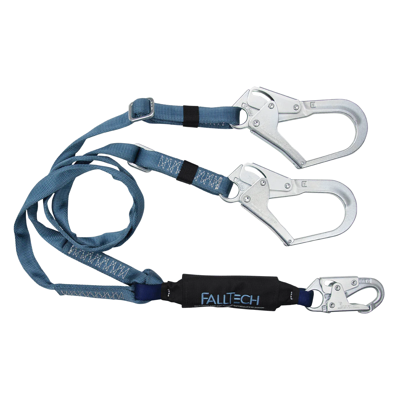 6' ViewPack® Adjustable Energy Absorbing Lanyard, Double-leg with Steel Connectors
