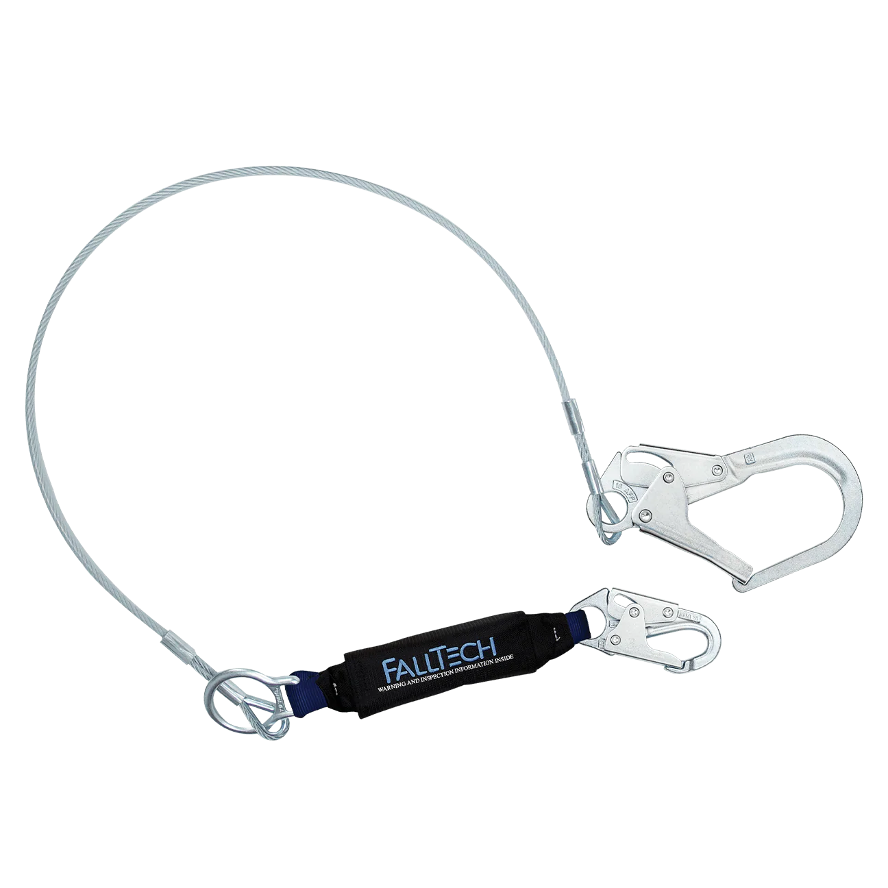 6' ViewPack® Coated Cable Energy Absorbing Lanyard, Single-leg with Steel Connectors