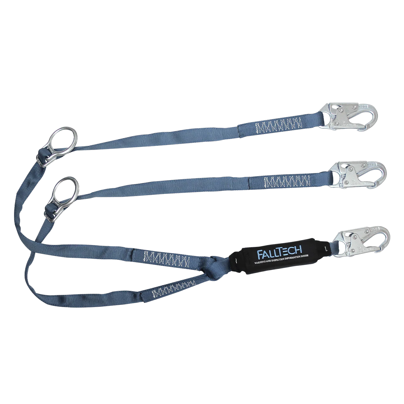 6' ViewPack® Tie-back Energy Absorbing Lanyard, Double-leg with Steel Snap Hooks