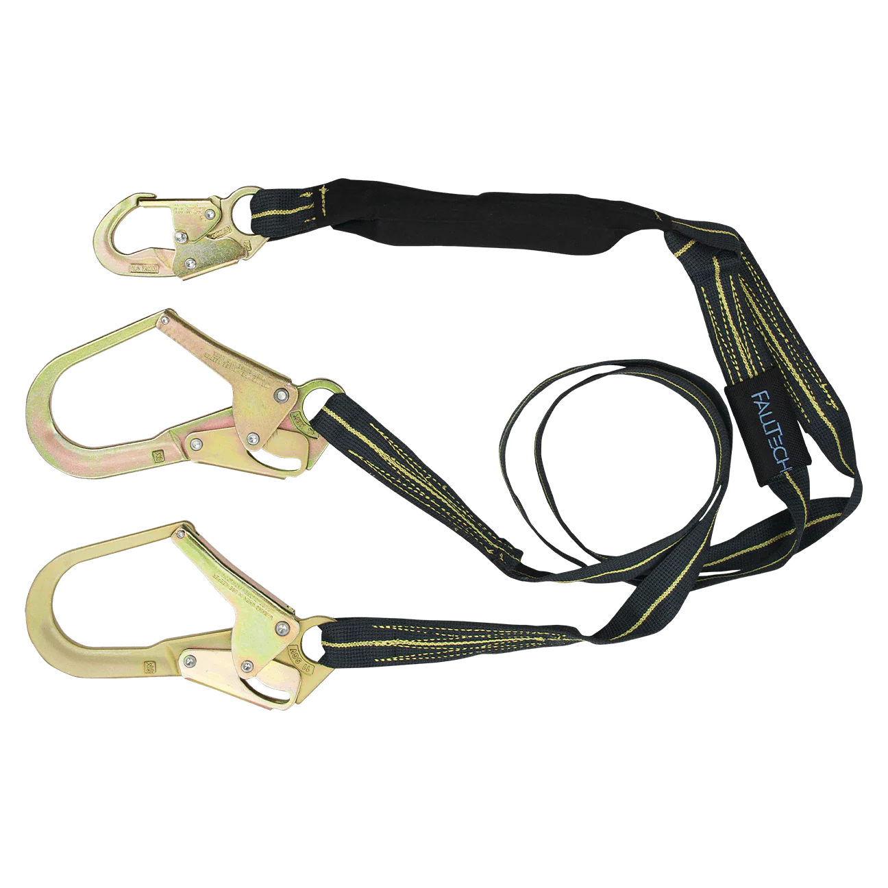 6' WeldTech® Kevlar® Energy Absorbing Lanyard, Double-leg with Steel Rebar Hooks