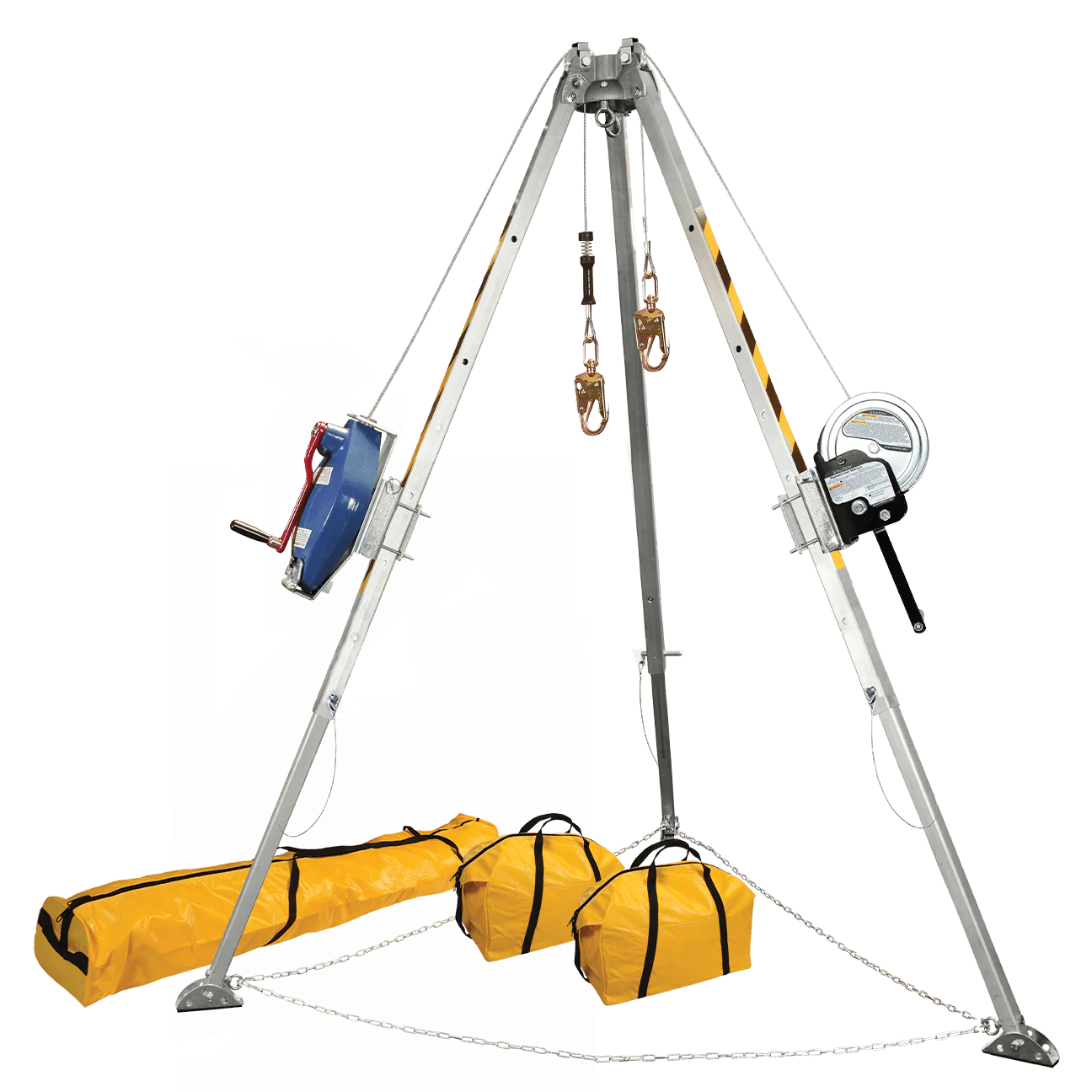 8' Confined Space Tripod System with 60' Galvanized Steel SRL-R and Personnel Winch