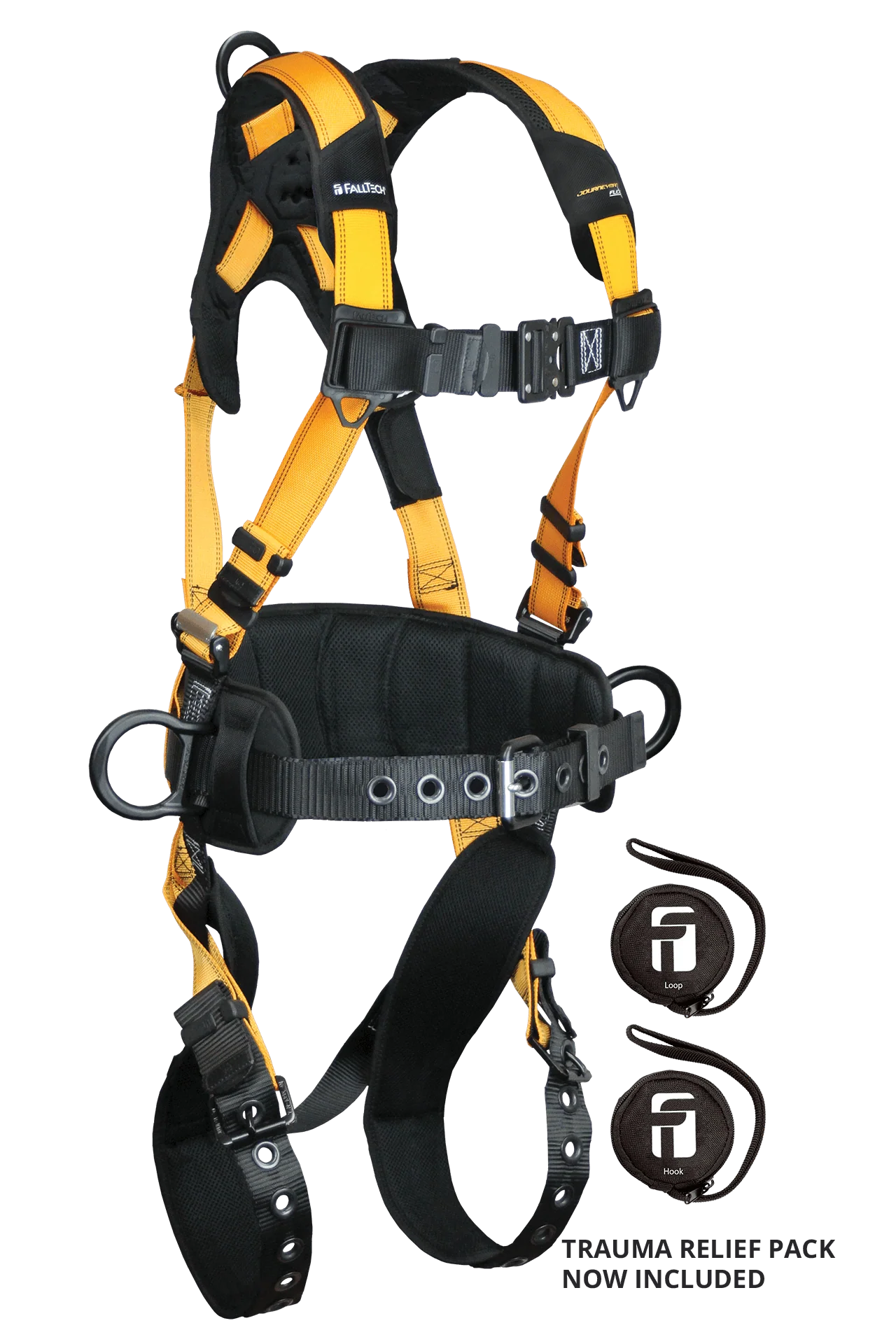 Journeyman Flex® Aluminum 3D Construction Belted Full Body Harness, Tongue Buckle Leg Adjustment