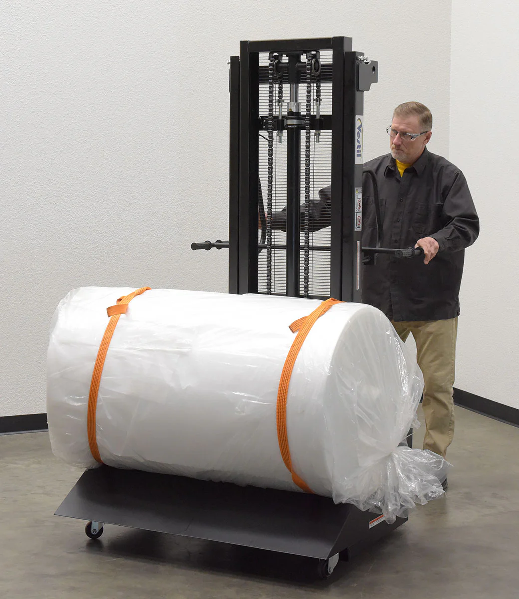 Vestil Manufacturing Corp Roll Material Transporter with DC Powered Lift Feature - Image 2